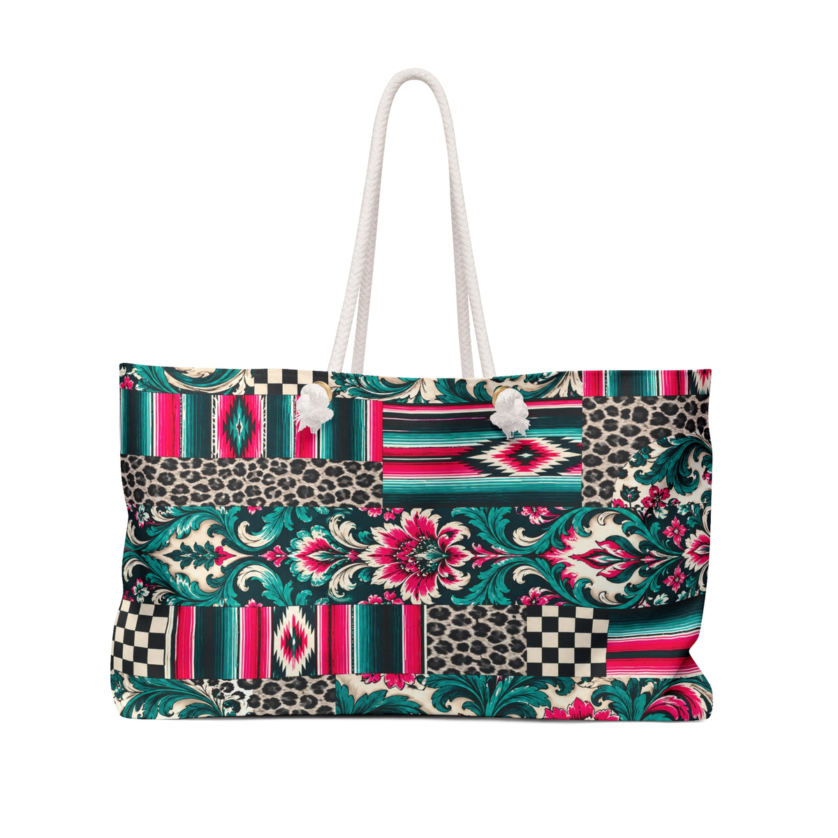 Hot Pink Western Patchwork Weekender Bag