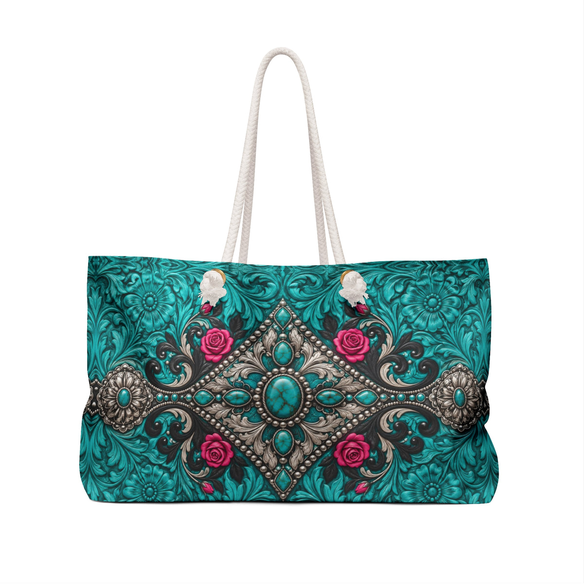 Vintage Rose Damask Weekender Bag