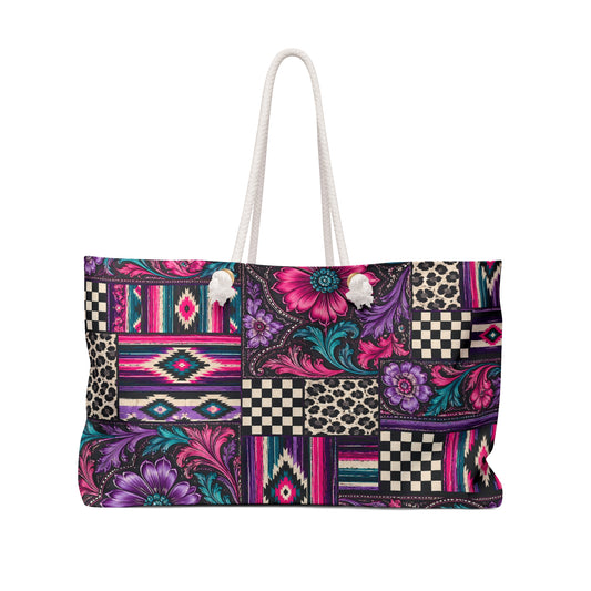 Amethyst Western Patchwork Weekender Bag