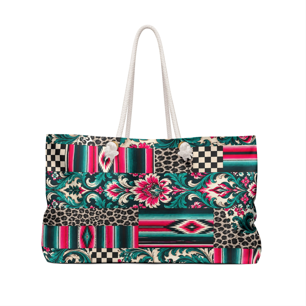 Hot Pink Western Patchwork Weekender Bag
