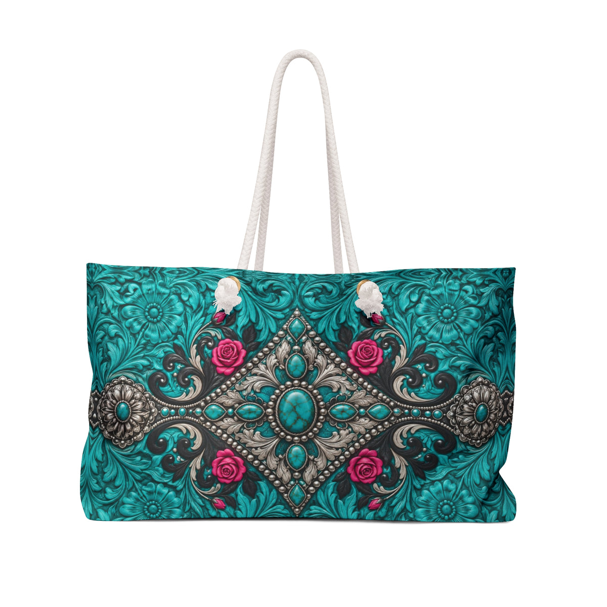 Vintage Rose Damask Weekender Bag
