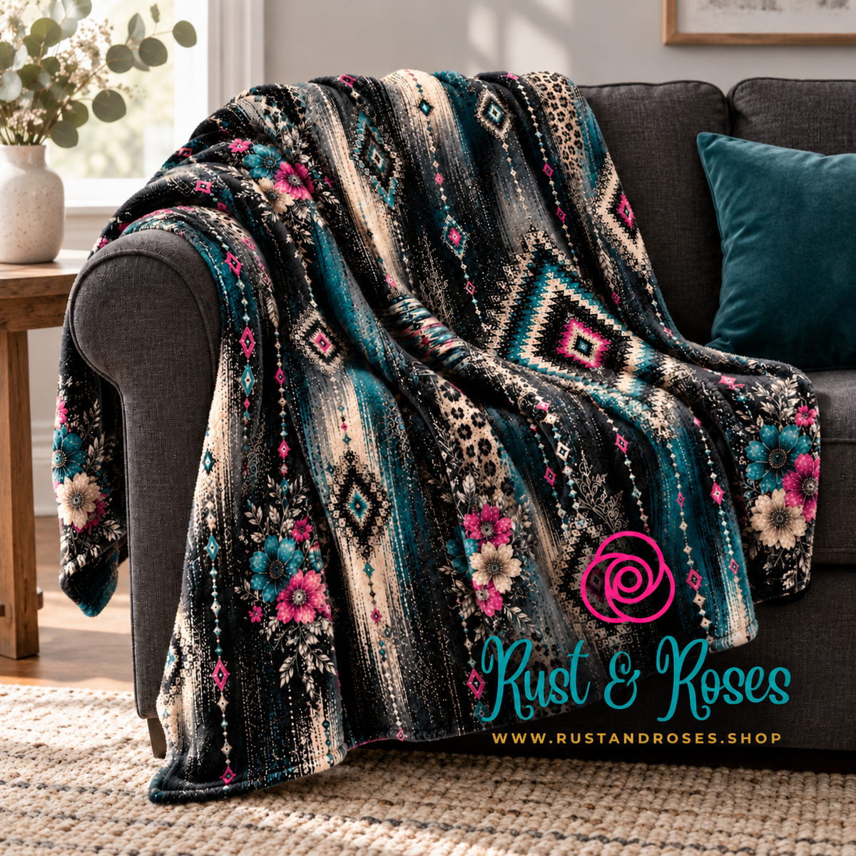Midnight Wildflower Blanket