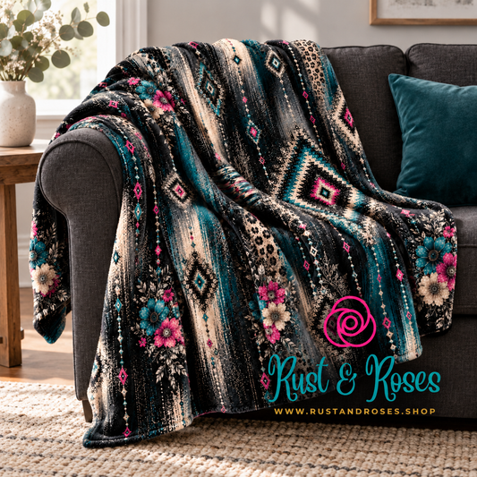 Midnight Wildflower Blanket